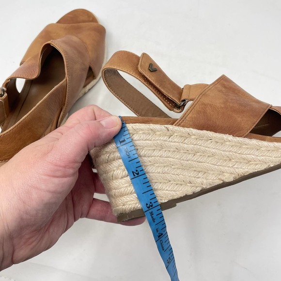 Vionic Brown Toffee Zamar Espadrille Wedge Crossover Leather Sandals Size US 9.5 - Picture 12 of 13